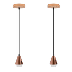 2 Pack Rose Gold Ceiling Rose E27 Cone Holder,1m PVC Cable, Plate Accessories~4286