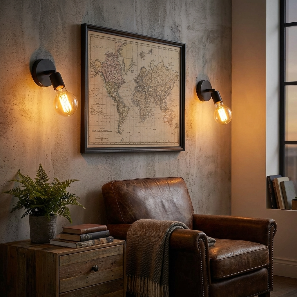 180° Adjustable E27 Black Wall Light  Modern Industrial Wall Sconce