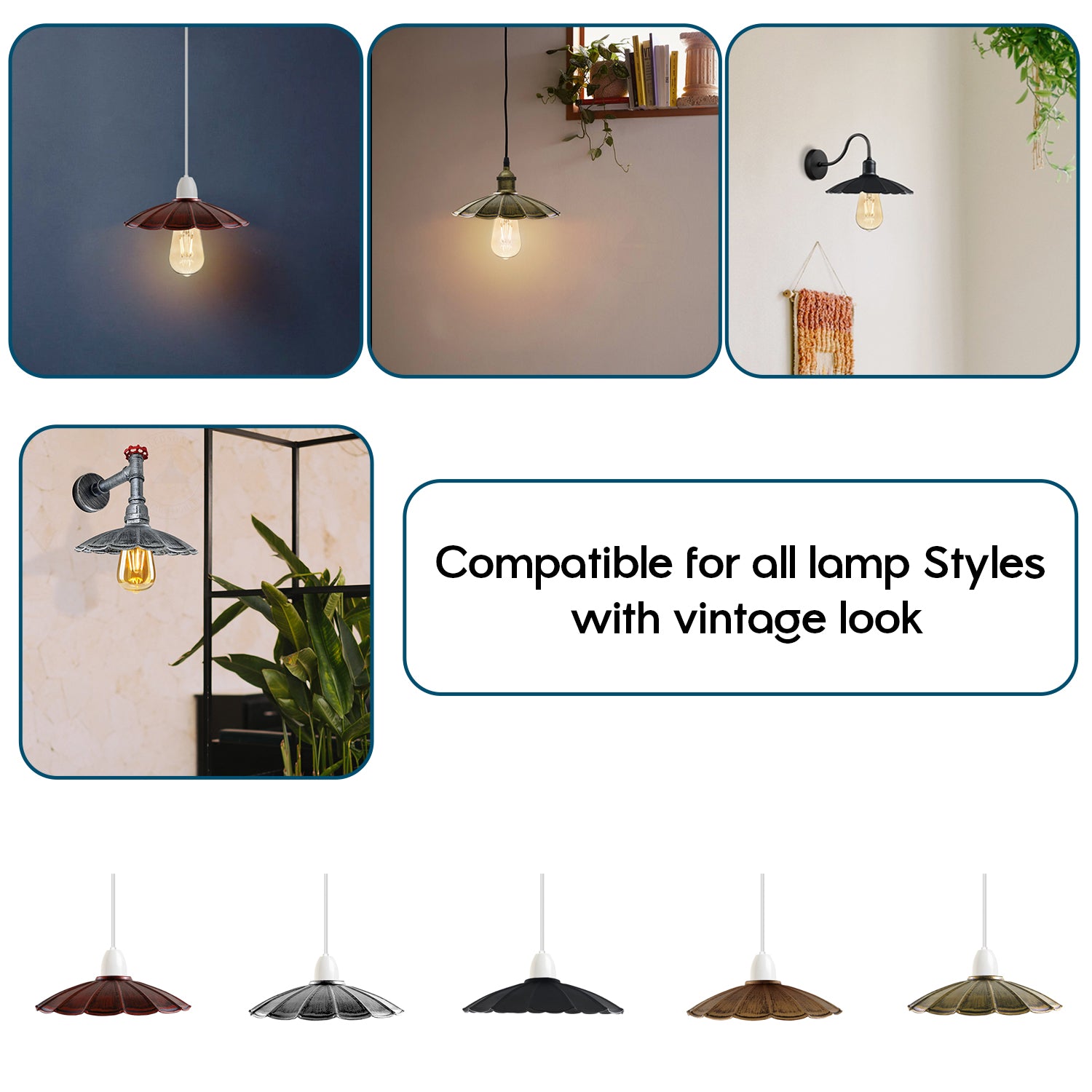 Collage of various lamp styles with a focus on vintage design.