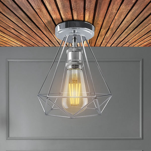 Chromen plafondlampen, metalen semi-inbouw E27-schroef Edison-lamp ~ 4182 – Ja