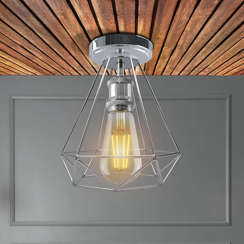 Lámparas de techo de metal cromado, semiempotradas, con rosca E27, lámpara Edison ~4182