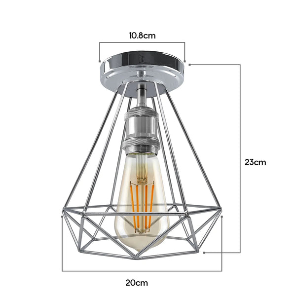 Chromen plafondlampen, metalen semi-inbouw E27-schroef Edison-lamp ~ 4182 – Nee