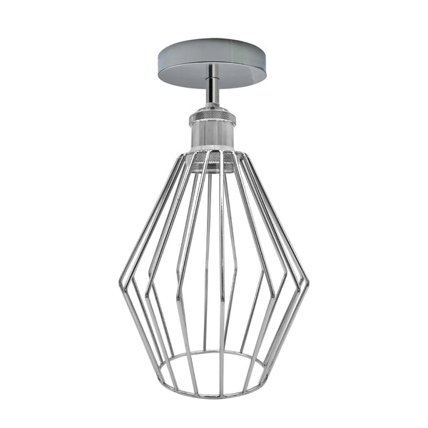 Gloeilamp chroom semi-flush diamant E27 schroef plafondlamp ~4184 – Nee