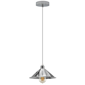 Chrome Pendant Shade Hanging Light Cord E27 Electroplated Metal Lamp Shade~4292