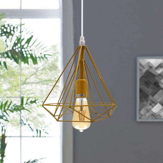Yellow Geometric Cages Transform Your Ceiling Lights~1989
