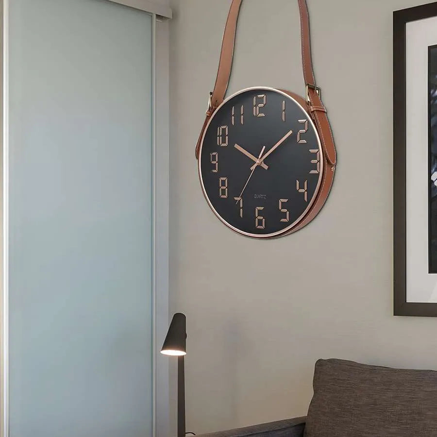 Leather Belt Hanging Wall Clock| Decorative DIY Clock