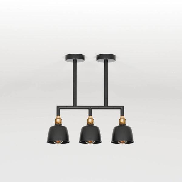 Black And Brass Linear Pendant Ceiling Light E27 ~5638 – 20cm Height / No