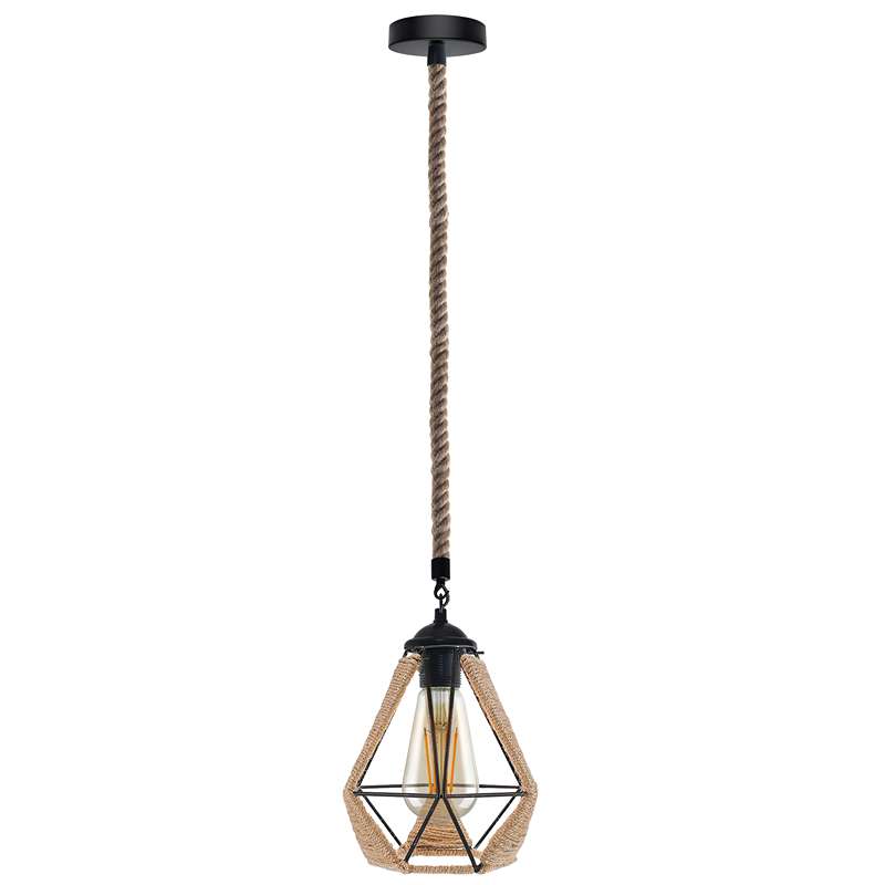 Hemp Rope Pendant Light Vintage Retro Loft Industrial Hanging Lamp