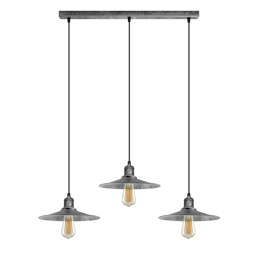 3 light flat cone shade ceiling pendant light fixture