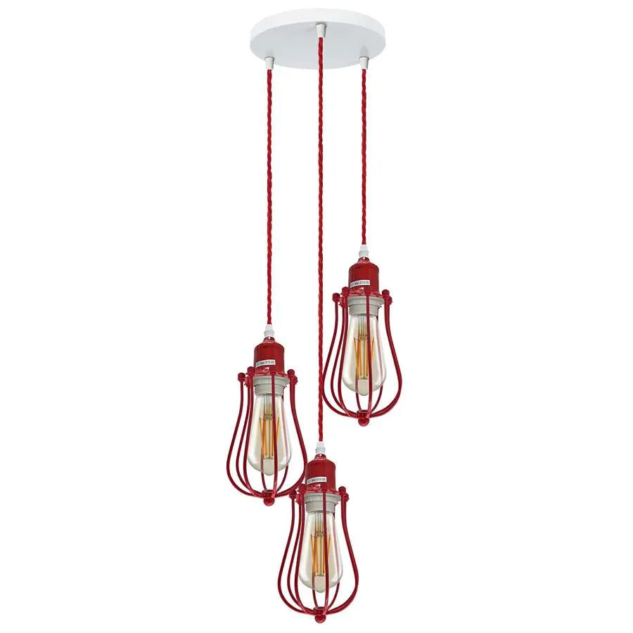 Red 3 light cluster pendant lights