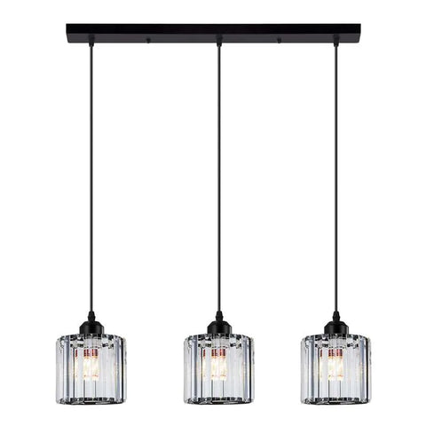 Modern Linear Pendant Lighting with Rectangle Clear Crystal Shade~5051