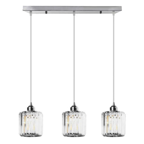 Modern Linear Pendant Lighting with Rectangle Clear Crystal Shade~5051