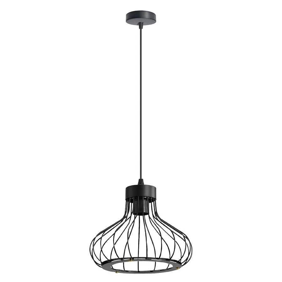 E27 Metal Hanging Interior Cage Shaped Lighting Black Chandelier without Bulb