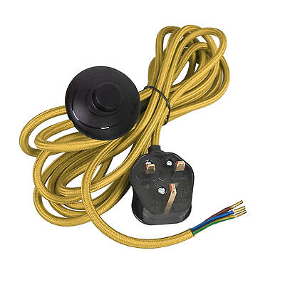 4M Fabric Flex Plug-In Pendant Light Set on/off Foot Switch~6041 – Gold