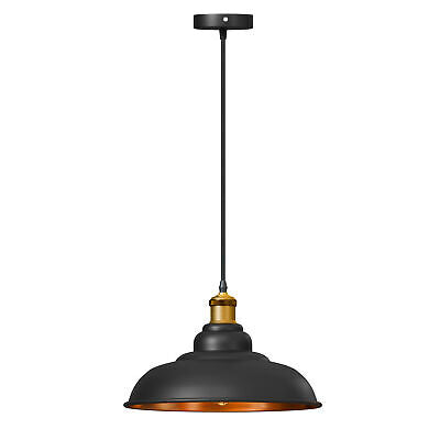 Industrial Black Inner Gold Ceiling Pendant | Easy Fit Retro Light ~ 5713 – Temple / No