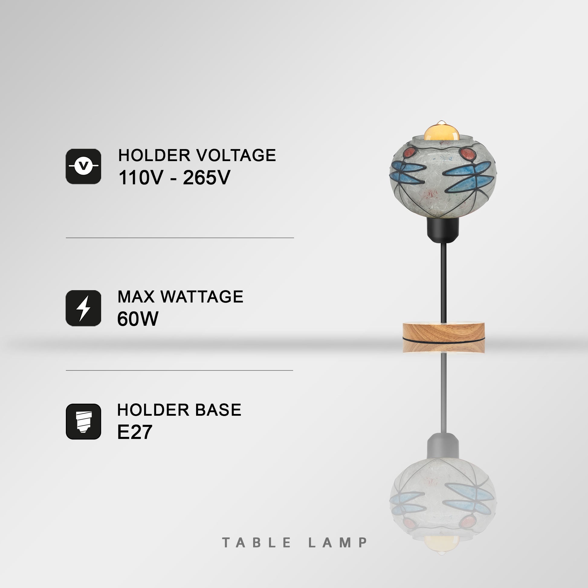 maximum 60Wattage E27 Base Woode stand Table lamp Light