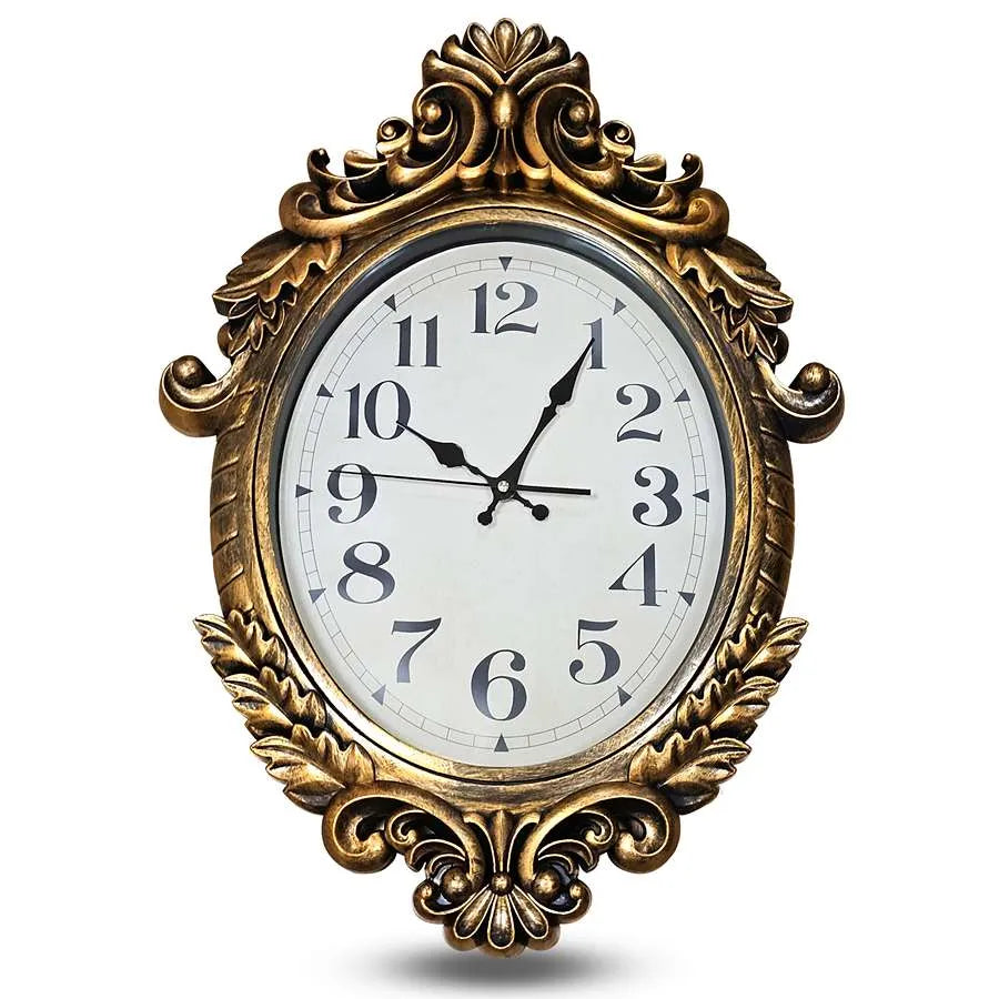 Antique Oval Shape Roses Art Frame Wall Clock|