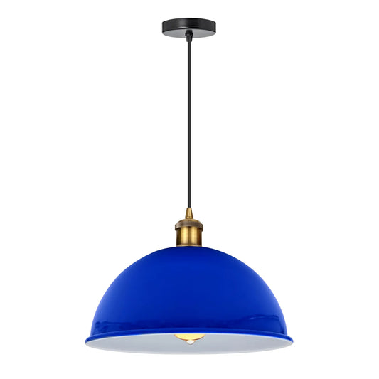 Navy Blue Ceiling Pendant Hanging Lamp Metal Cord E27 Dome Lamp Shade Light