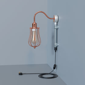 Industrial Conduit pipe Plug in metal Cage Wall Light Kit ~5925