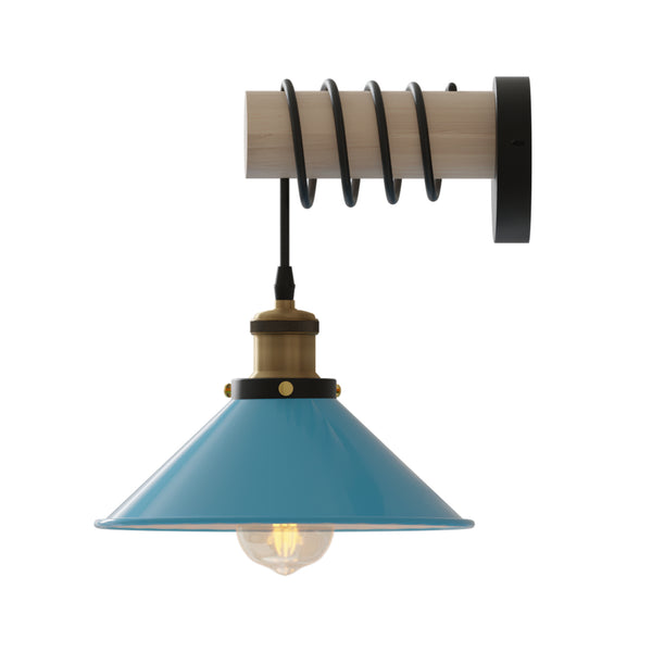Modern Combined Solid Wooden Arm Chandelier Lighting With Metal Cone Shaped wall sconce~3471 – Blue