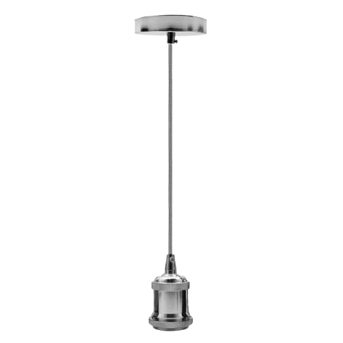Lámpara colgante de techo vintage de 1 m con base E27, lámpara colgante cromada, 1702 