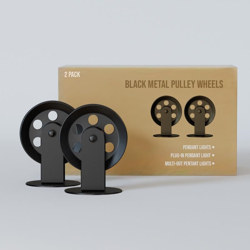 shade wall black light set 2-wheel black pulley for light, adjustable pendant light pulley, single drop cable management system