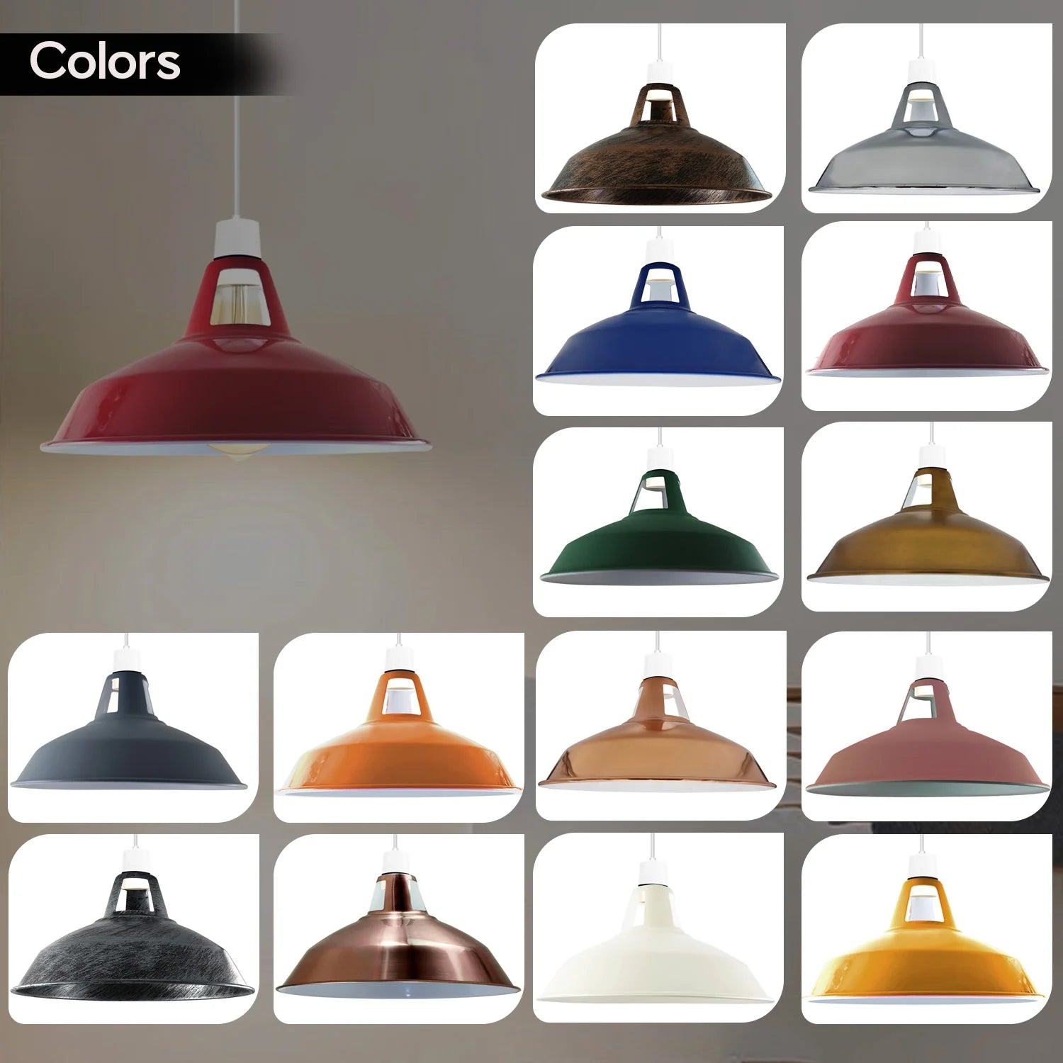 Metal Ceiling Vintage Industrial Loft Style Pendant Lighting Lampshade 1073