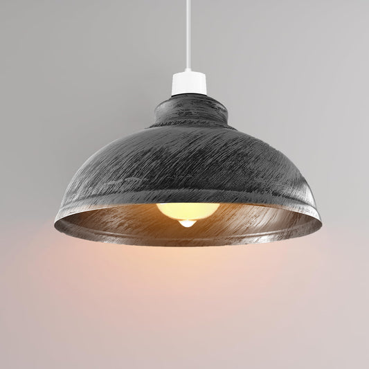 Brushed Silver Retro Ceiling Pendant Light Lamp Shade Easy Fit Cafe Kitchen Dining Lampshade~2087