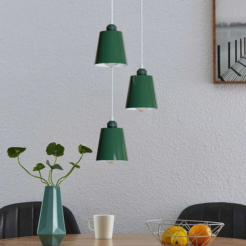 Three green pendant lights