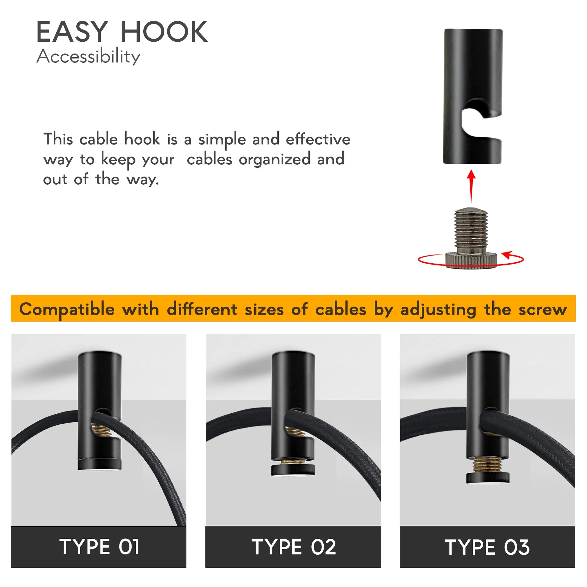 Black cable hook - Easy Hook