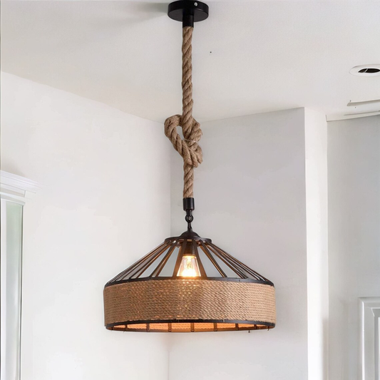 Hanging Lamp Hemp Rope Light Ceiling Pendant Light~1536