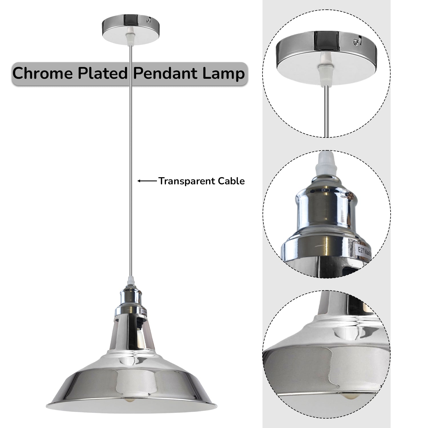 Chrome plated pendent lamp