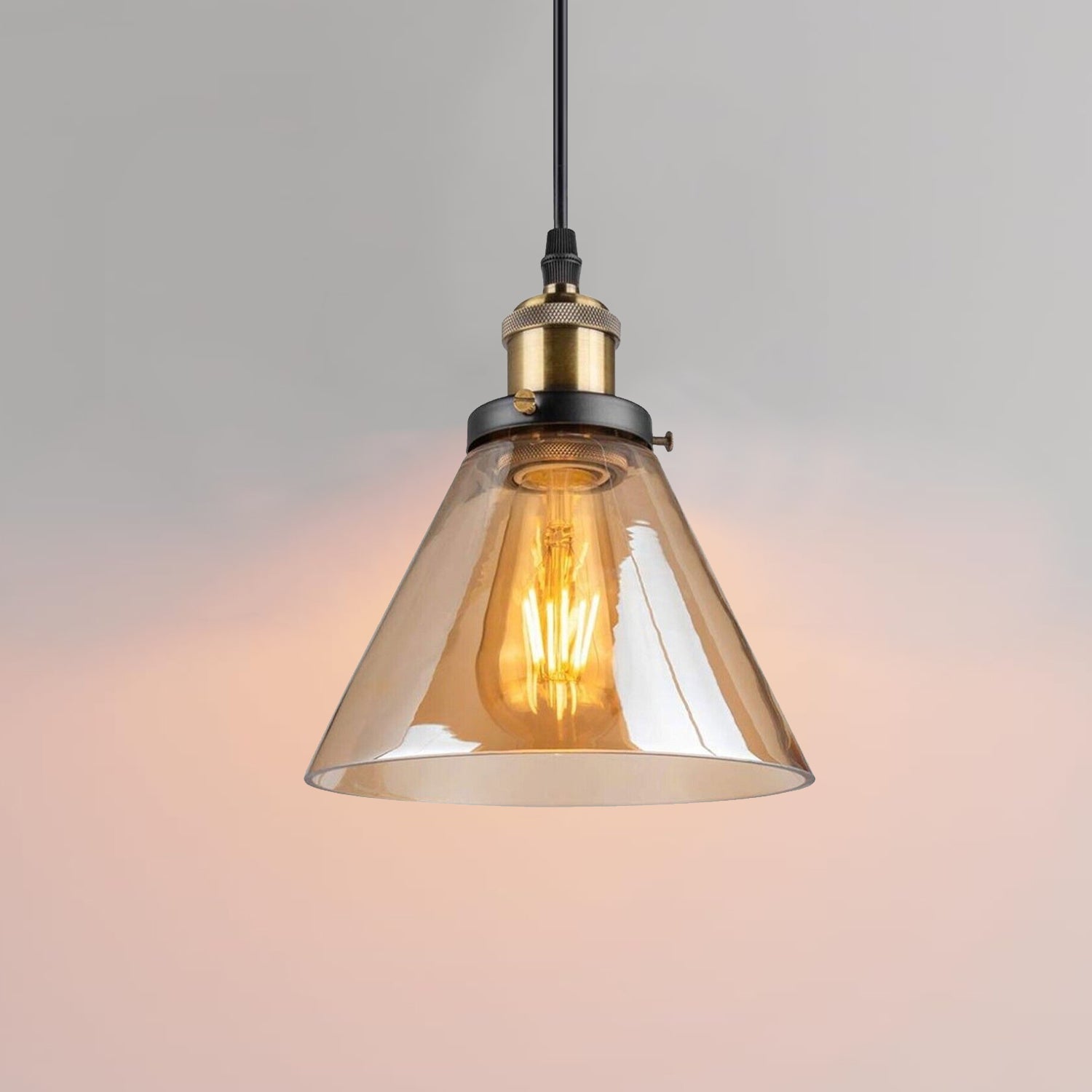 Vintage Retro Lampshades Amber Glass Ceiling Pendant Light~2183