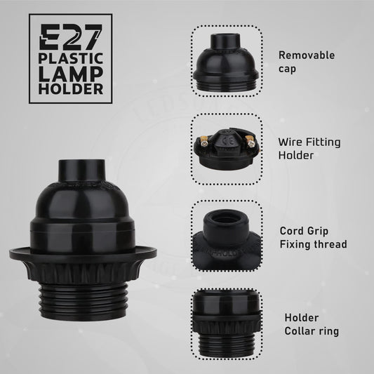 Screw E27 Plain Holder with Ring Bakelite Lamp Holder~2987