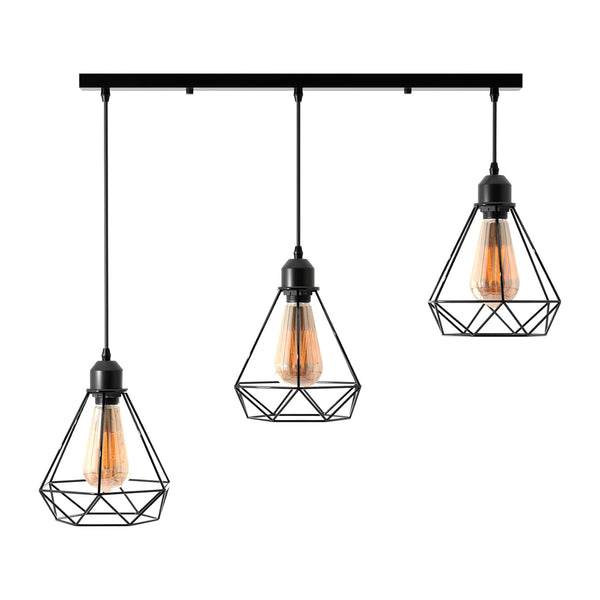 Black industrial pendant light 3 Light Way Cage Ceiling Light Fixture ~ 5301 – Yes