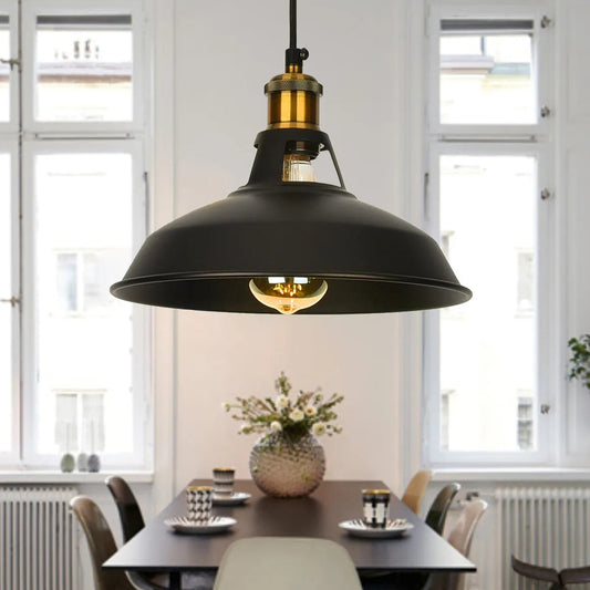 Modern Black Colour Lampshade with FREE Bulb Industrial Retro Style Metal Ceiling Pendant Lightshade~2554