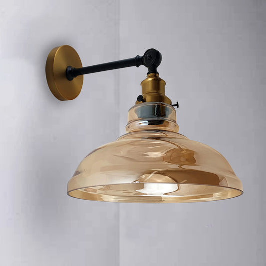 Retro Style Lighting Amber Glass Shade Vintage Industrial Glass Loft Wall Light~2696