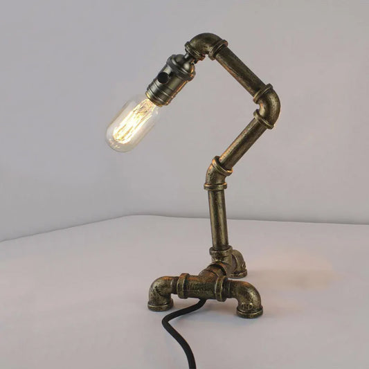 Industrial Vintage Metal Water Pipe Style Lamps E27 Table Lamp~2836