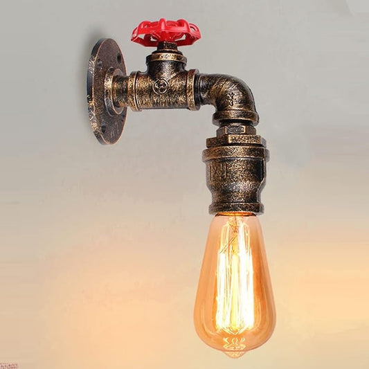 Rustic Red Wall Lights Industrial Metal Water Pipe Wall Lamp~2885