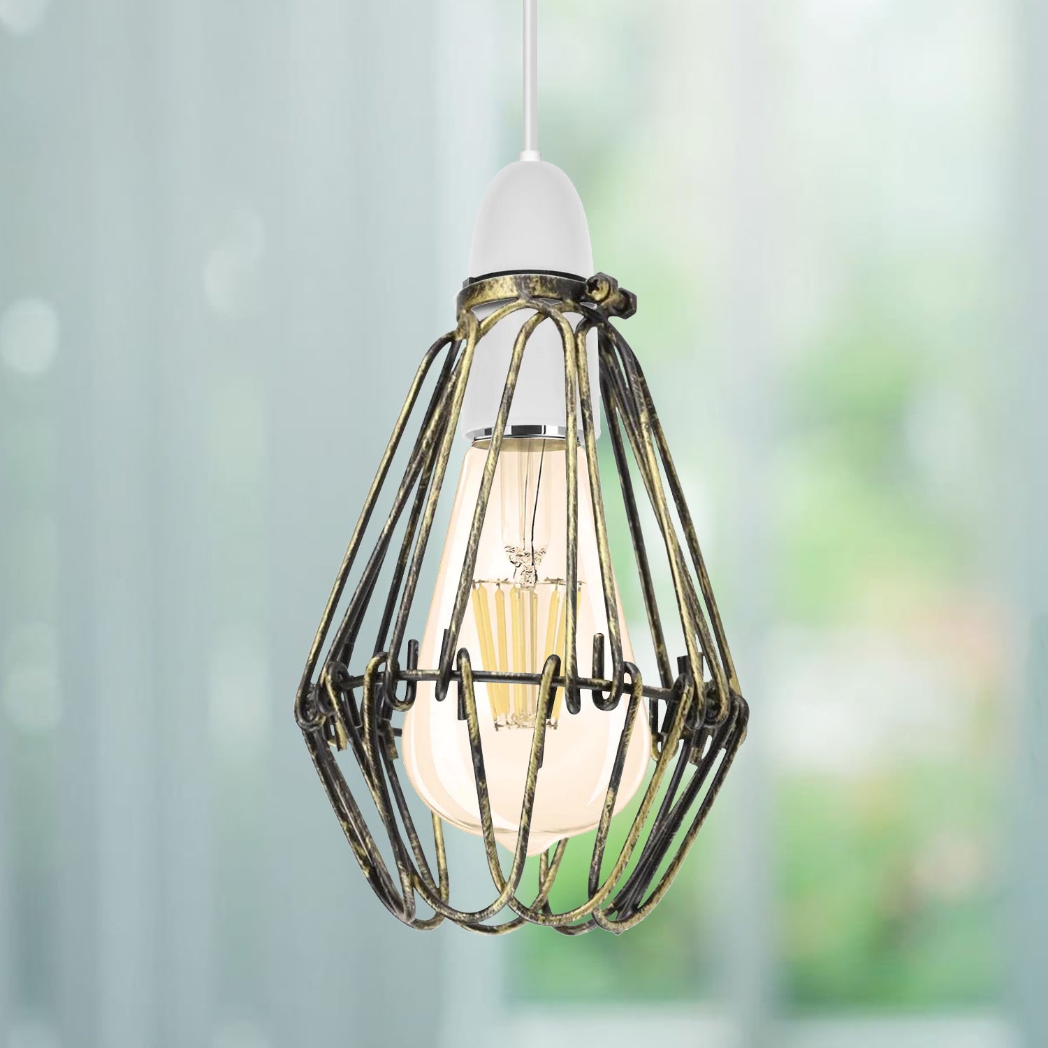 Industrial Water Lily Iron Wire Cage Lamp Lighting Decoration Shade~2909