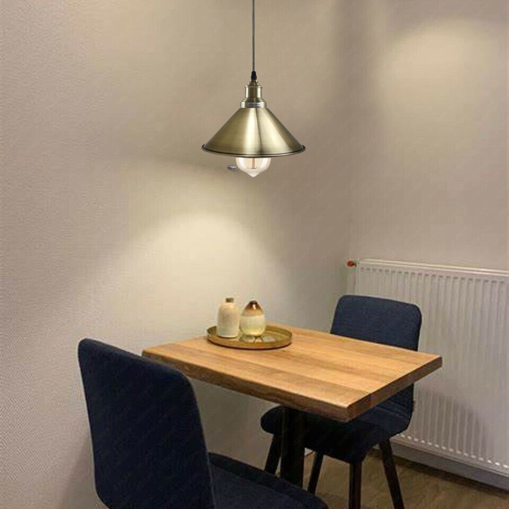 Vintage Pendant Ceiling Lighting Fixture with Metal cone Lampshade E27 Hanging Lights Ceiling Lamps for Kitchen Hallway Lantern Dining Room Bedroom restaurant