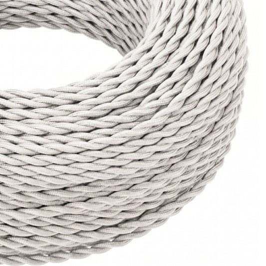 Cable eléctrico trenzado de 2 núcleos de 1 m/5 m/10 m, color blanco, tejido ~3022