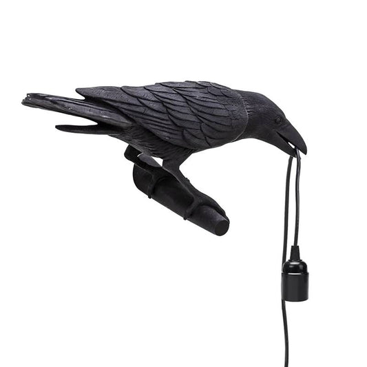 Black Wall Lamp On the Left Resin Bird Wall sconce
