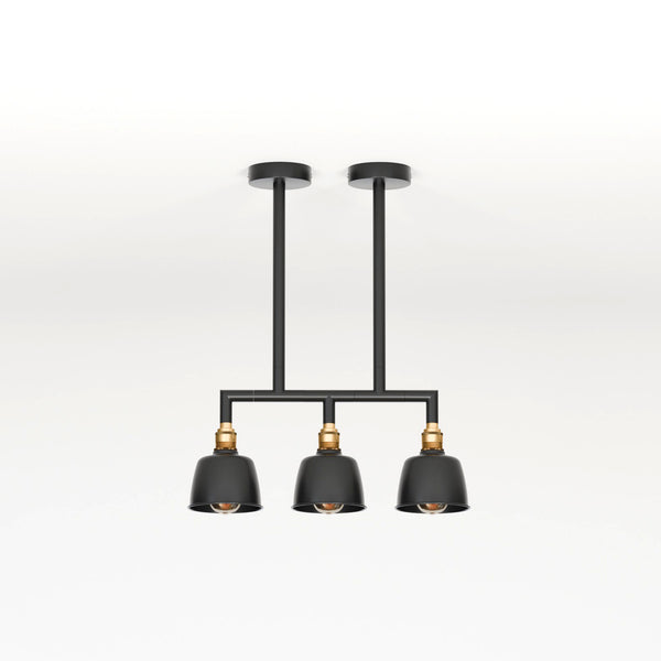 Black And Brass Linear Pendant Ceiling Light E27 ~5638 – 30cm Height / No