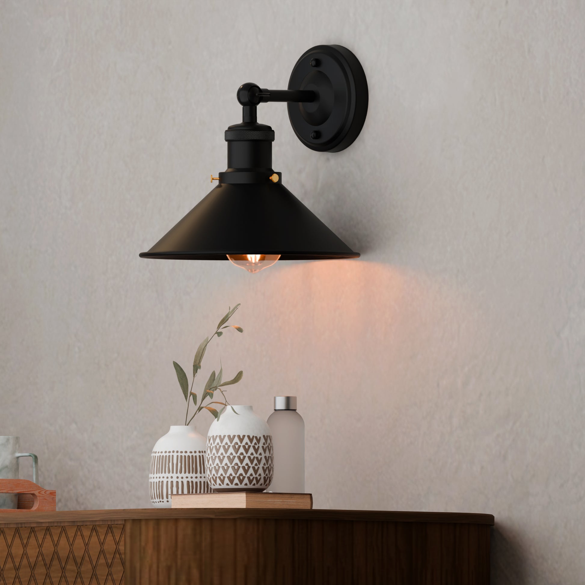 black metal wall light fixture