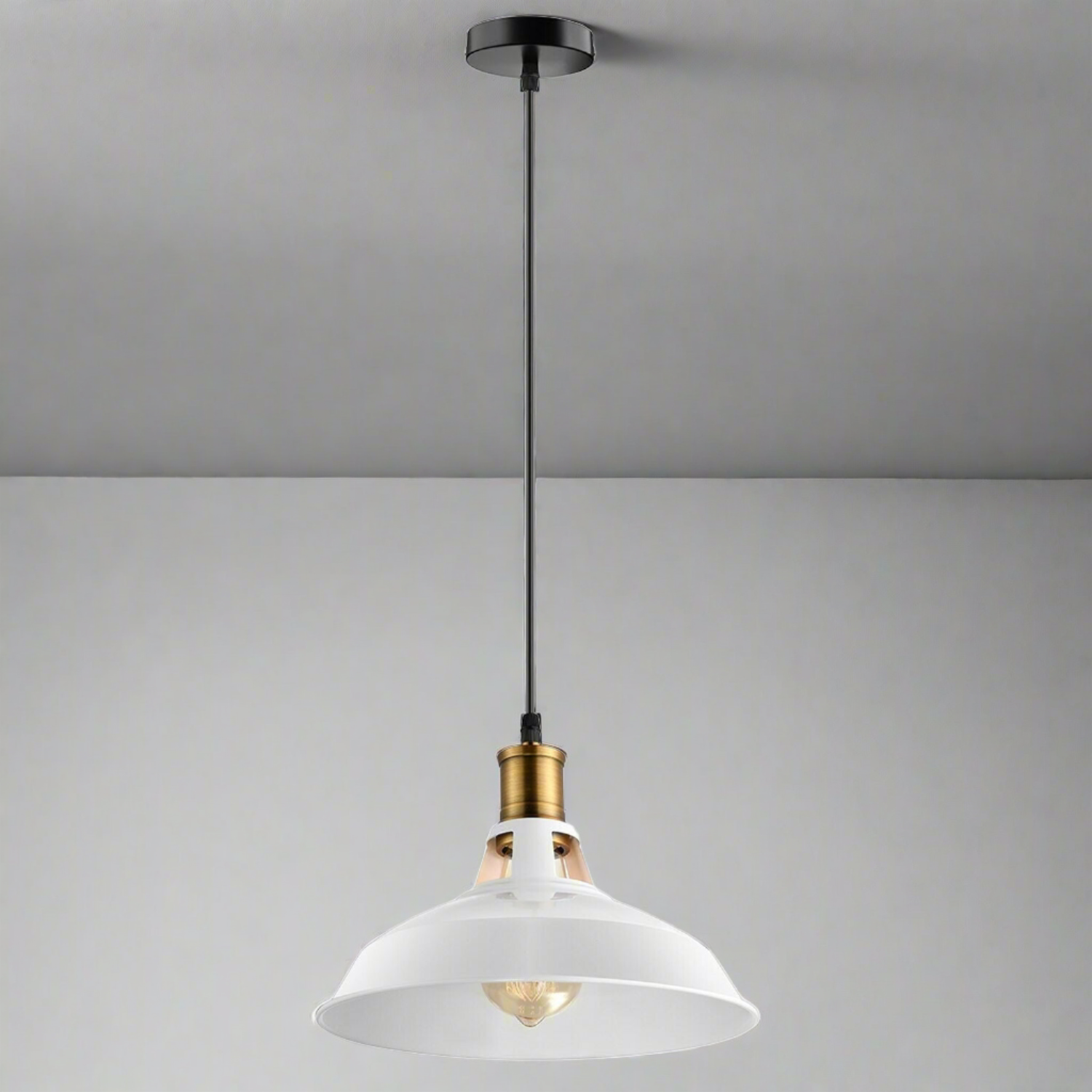 White Pendant light with Gold Accents