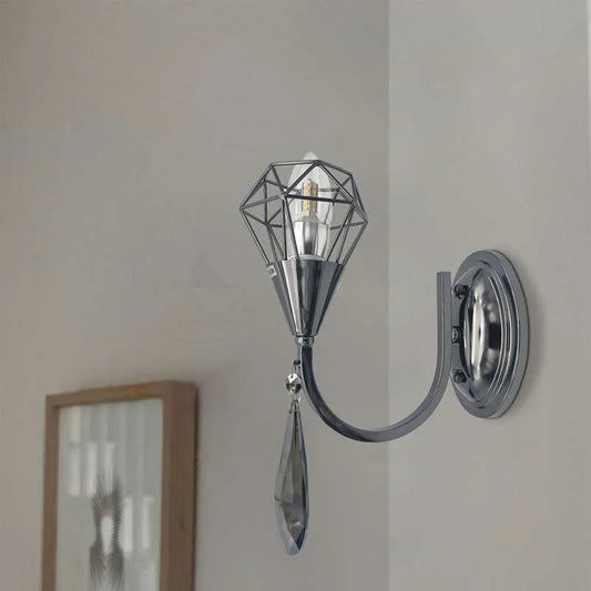 scroll arm guard cage single wall light crystal droplet chrome plated~4938