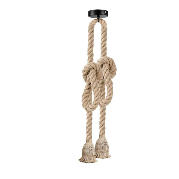 Vintage Hemp Rope Pendant Light – Dual Head, 3m Extra Long Adjustable E27~5791 – Without Bulb