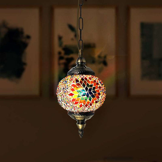 Turkish Mosaic tiles Glass Pendant Light fixture Globe shape-Application 1