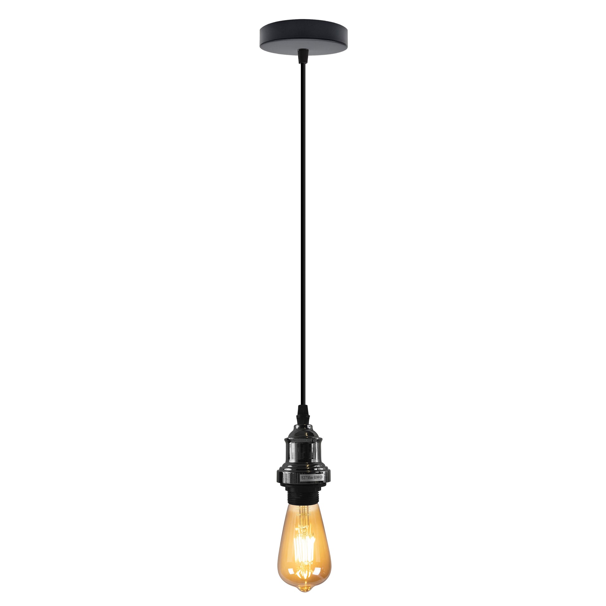Hanging Black Ceiling Pendant Lighting with 95cm Adjustable Cord E27 Base UK~4455